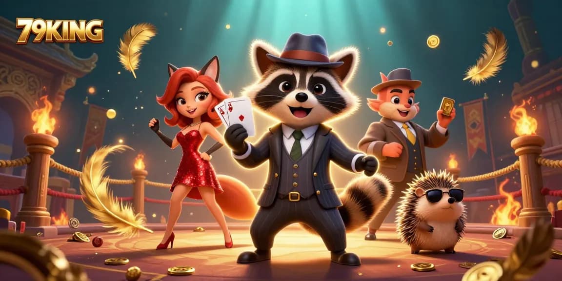 Experience excitement at 79KING with charming characters amidst a vibrant gambling scene.