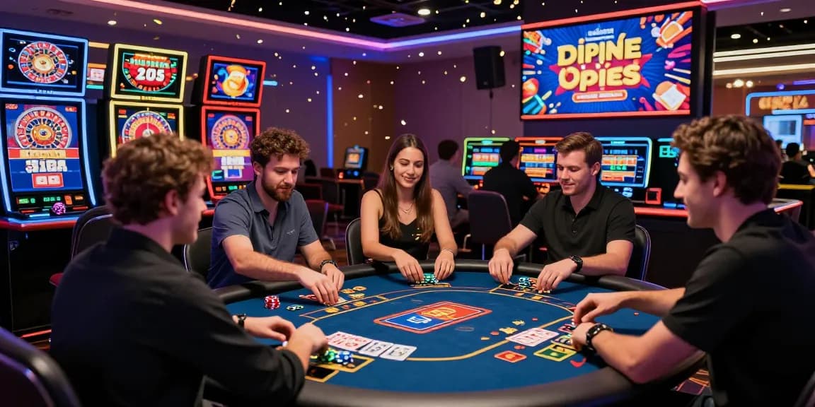 Atmosfera di gioco entusiasmante con diversi giocatori che si divertono nei migliori casinò online nel 2026, con grafiche vivaci e croupier dal vivo.