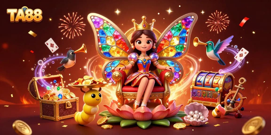 Win big at TA88 with vibrant casino-themed 3D illustration filled with excitement.