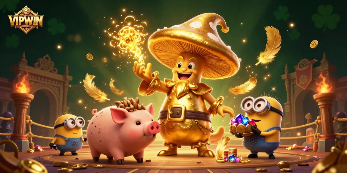 Experience the thrill of gambling with VIPWIN in this vibrant, magical casino scene full of treasures.