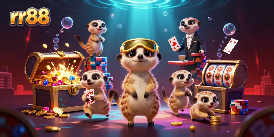 Experience the thrill of rr88 with meerkats in a vibrant casino scene, where luck and fun collide.