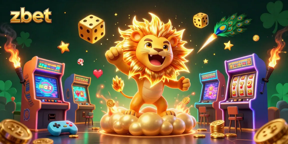 Engage with zbet's dynamic slots experience featuring a roaring lion and vibrant game elements.