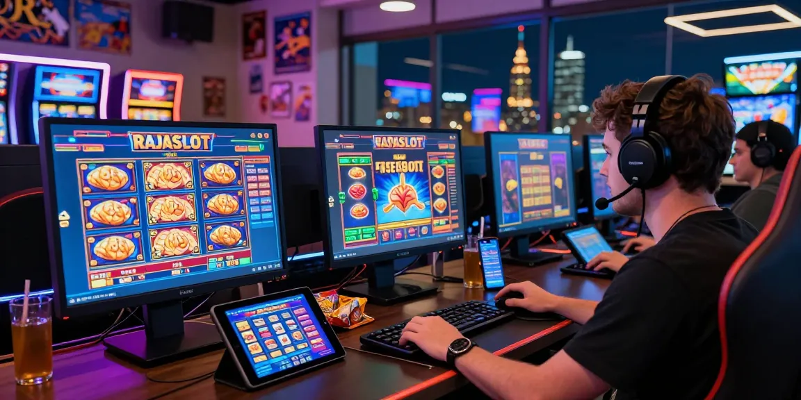 Rajaslot - Pengalaman seru bermain game slot online dengan antarmuka yang menarik dan atmosfer ceria.