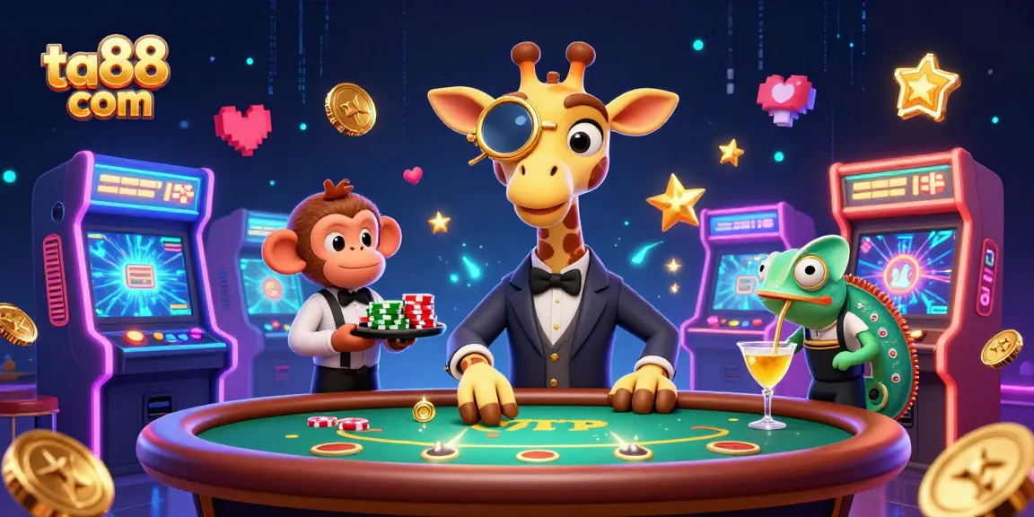 Experience exciting gaming at ta88 com with a giraffe dealer and vibrant casino games.
