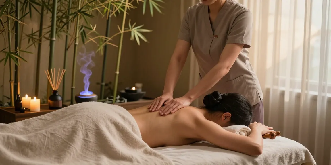 하남출장안마: Serene spa scene illustrating a professional massage for relaxation and wellness.