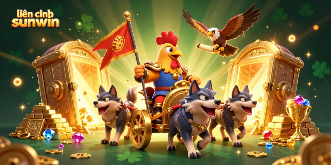 Experience exciting gameplay with liên hệ sunwin in this vibrant 3D casino scene featuring a golden chariot and treasure.