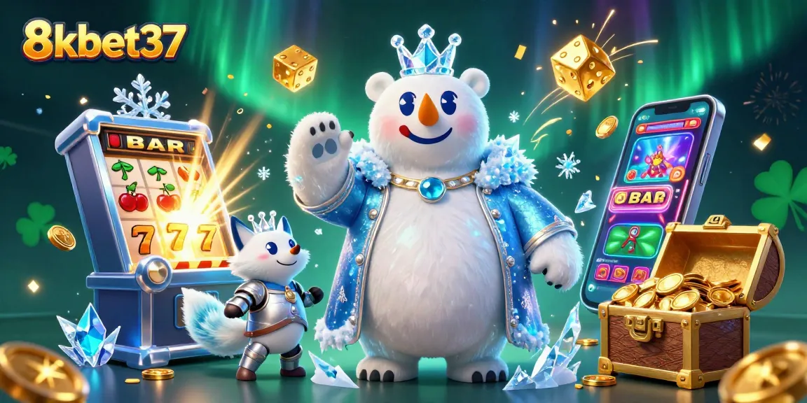 Spin to win with 8kbet37 at a vibrant online casino featuring animated characters and dynamic jackpot elements.