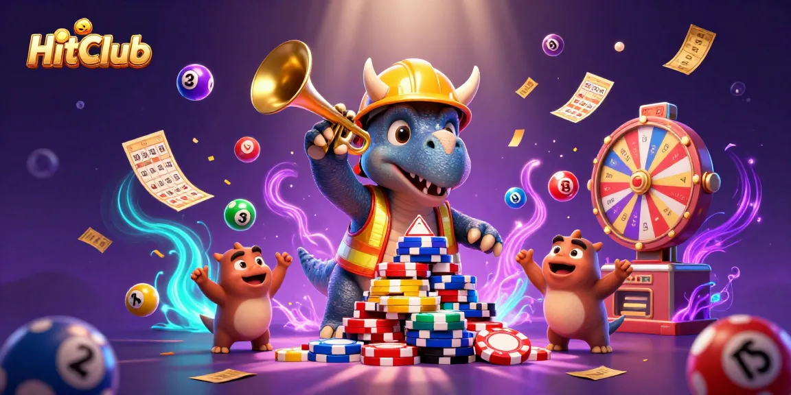 HitClub celebrates with a lively scene featuring happy characters and dynamic lottery elements.