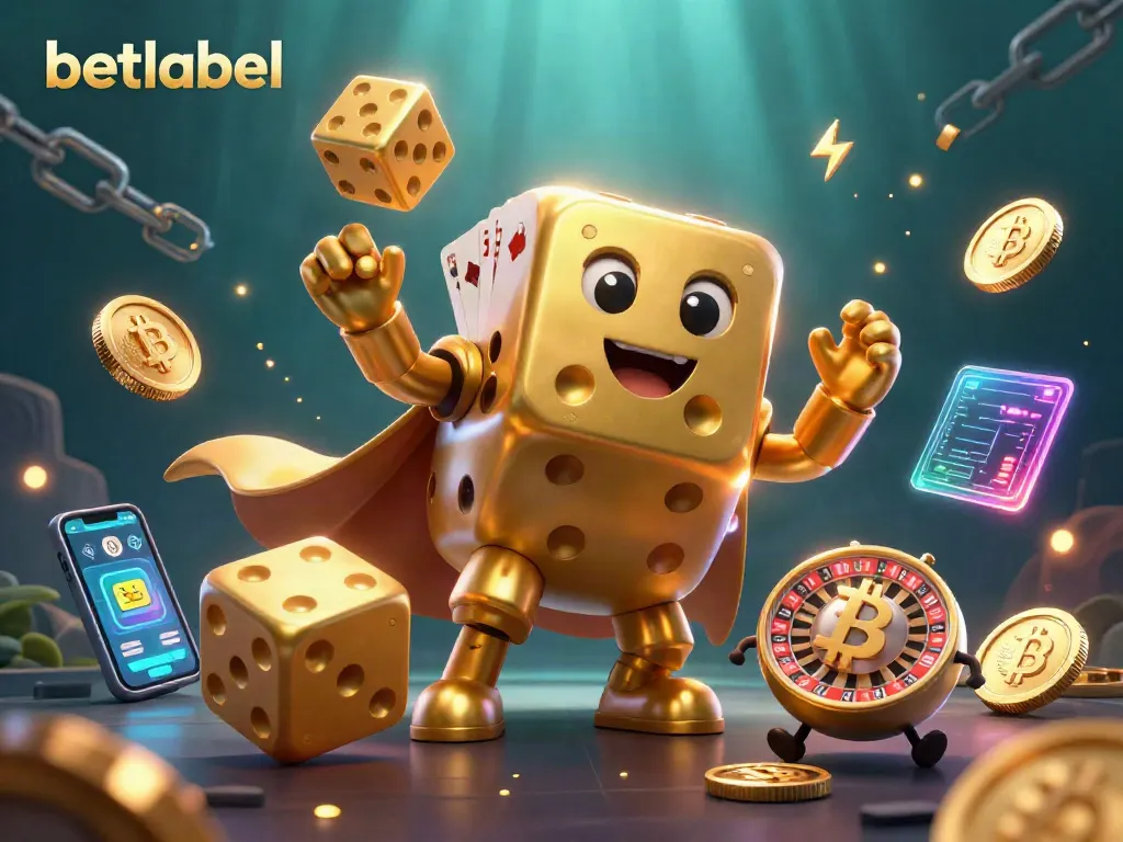 Engage in thrilling gameplay at betlabel with vibrant 3D casino elements and crypto coins.