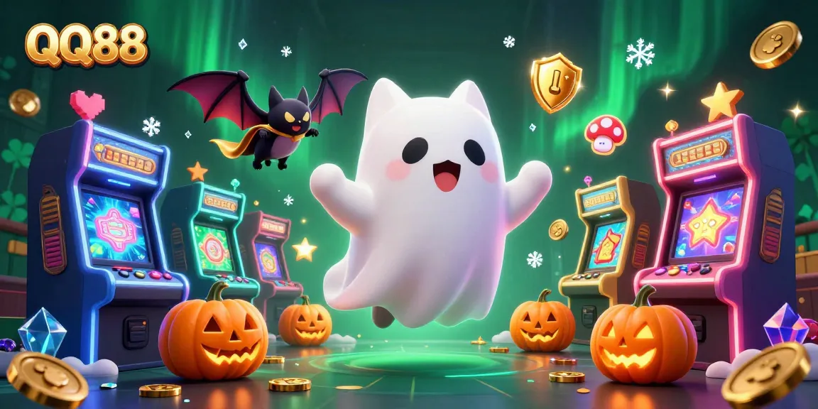 Win big at QQ88 with vibrant cartoon characters in a glitzy casino setting, featuring unique gaming icons.