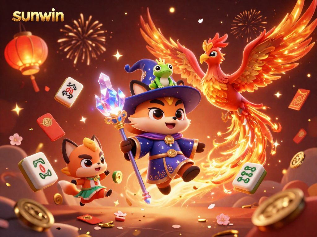 Experience thrilling casino magic at sunwin with a mystical wizard fox and a phoenix.