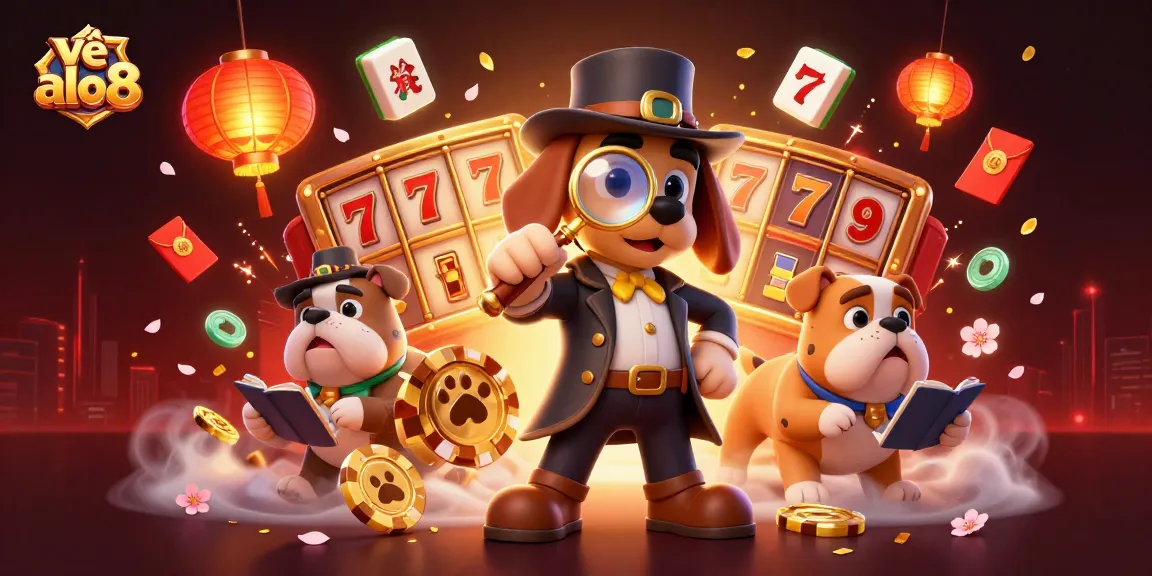 Experience the thrill of gaming with về alo8 in this vibrant casino scene featuring detectives and treasures.