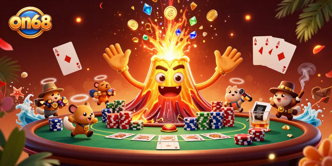 Experience thrilling wins with on68 in this vibrant casino-themed 3D illustration.