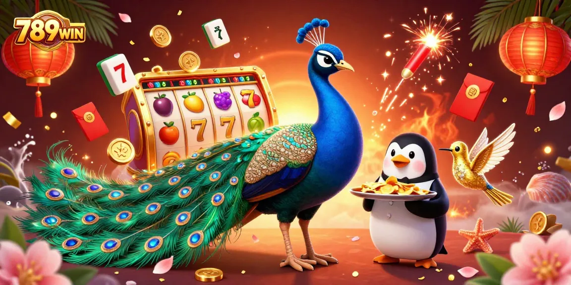 Engage with 789WIN's vibrant casino world featuring characters and slot elements in a dazzling 3D illustration.