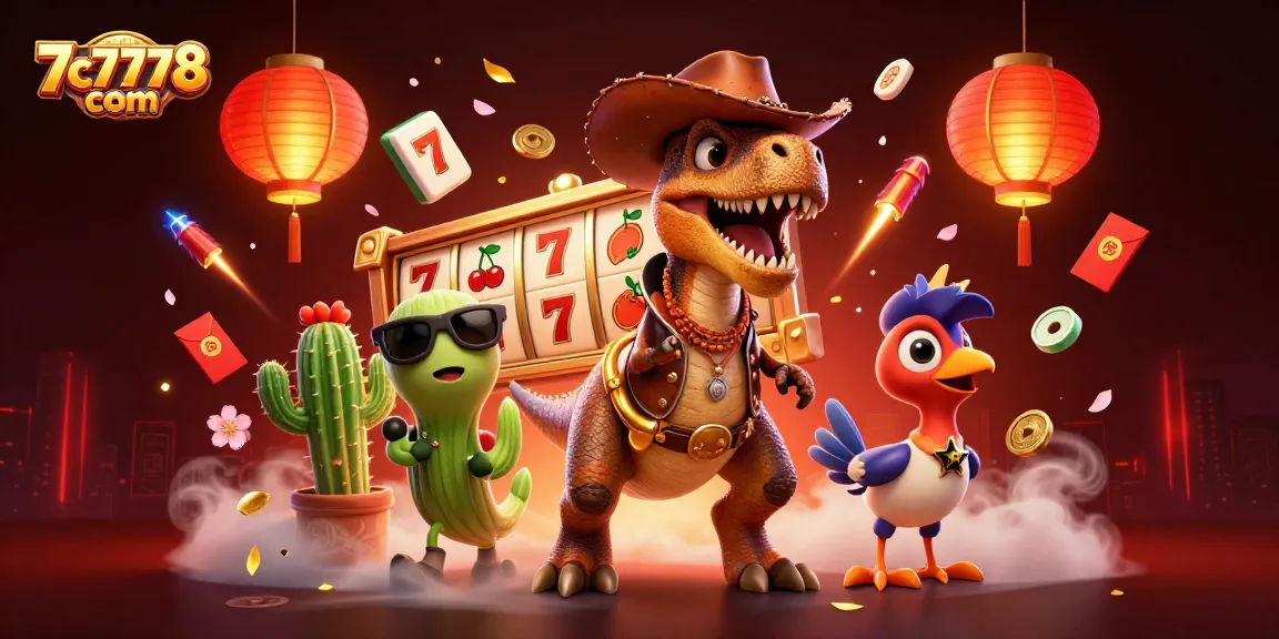 Engage in thrilling gameplay at 7c7778 com, featuring vibrant casino characters and dynamic slot elements.