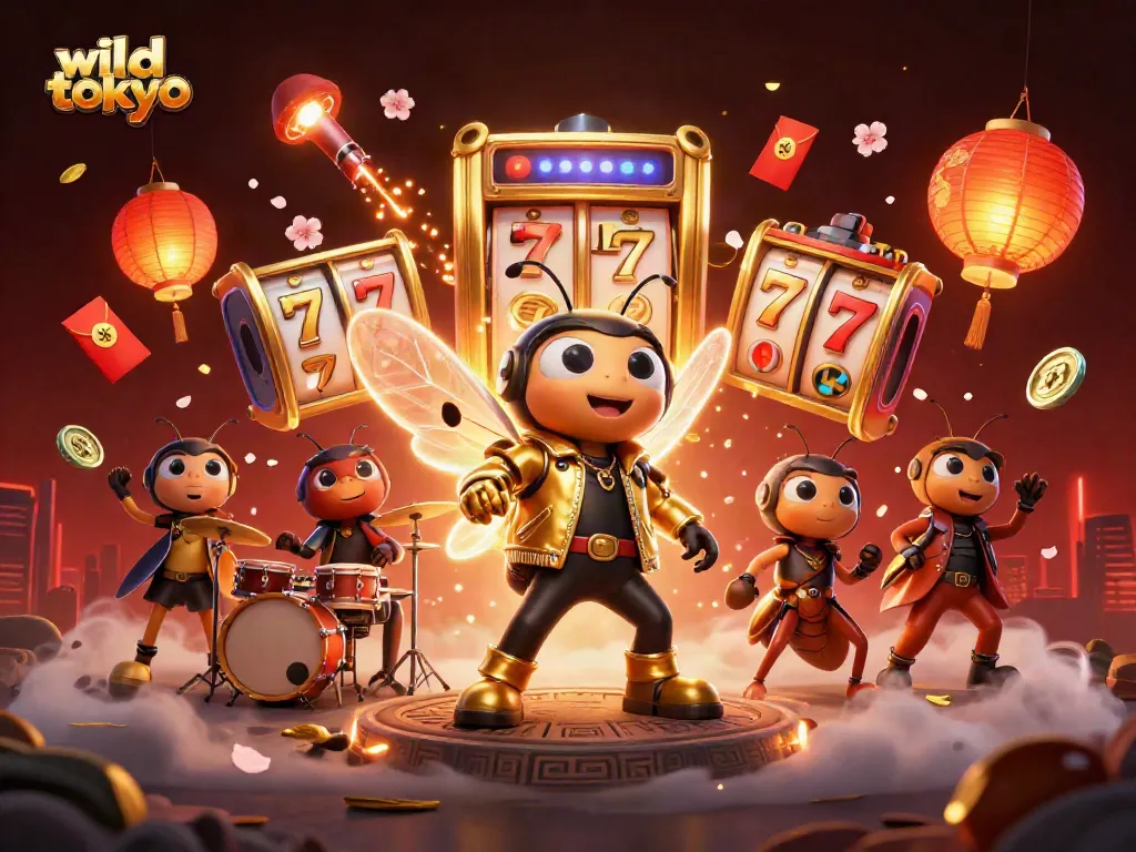 Engage with wild tokyo's vibrant casino scene featuring lively characters and exciting slot elements.