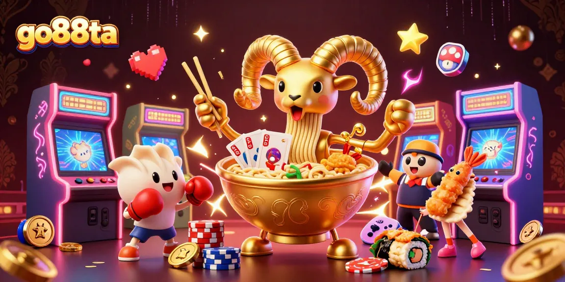 Experience exciting gameplay at go88ta with vibrant casino-themed 3D illustration and joyful characters.