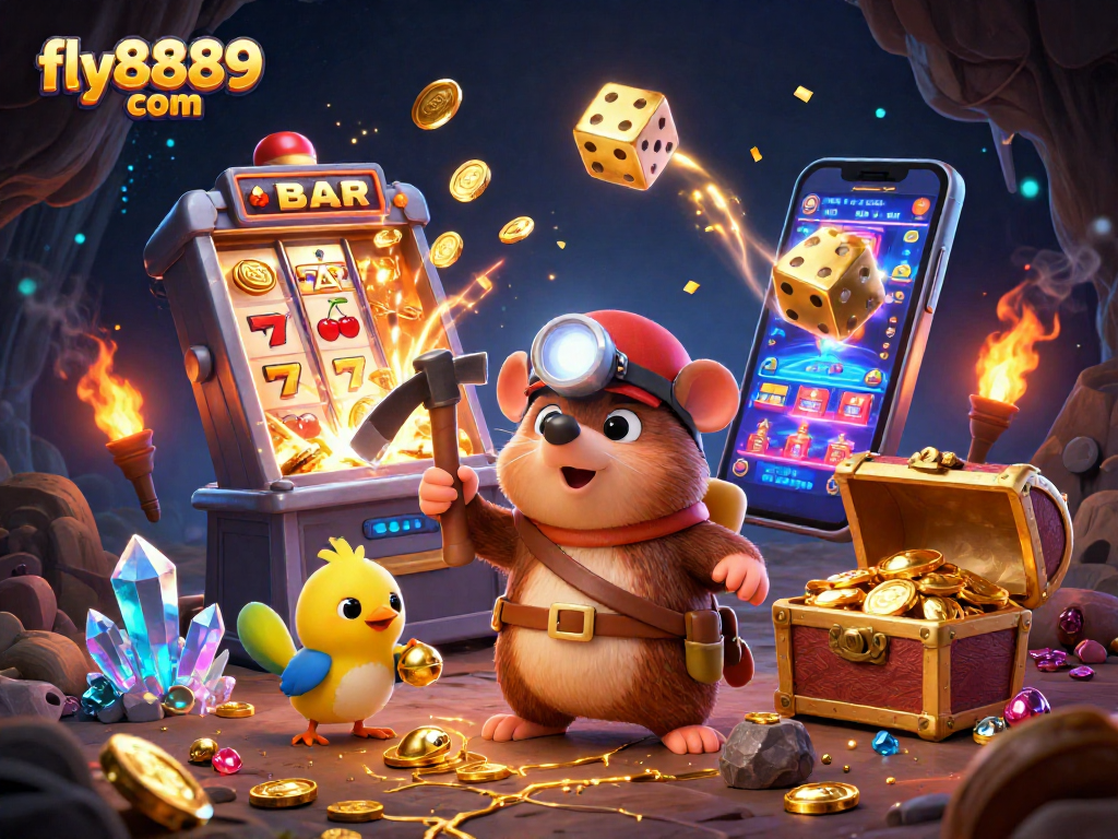 Experience the thrill of winning at fly8889 com with vibrant casino elements and treasures.
