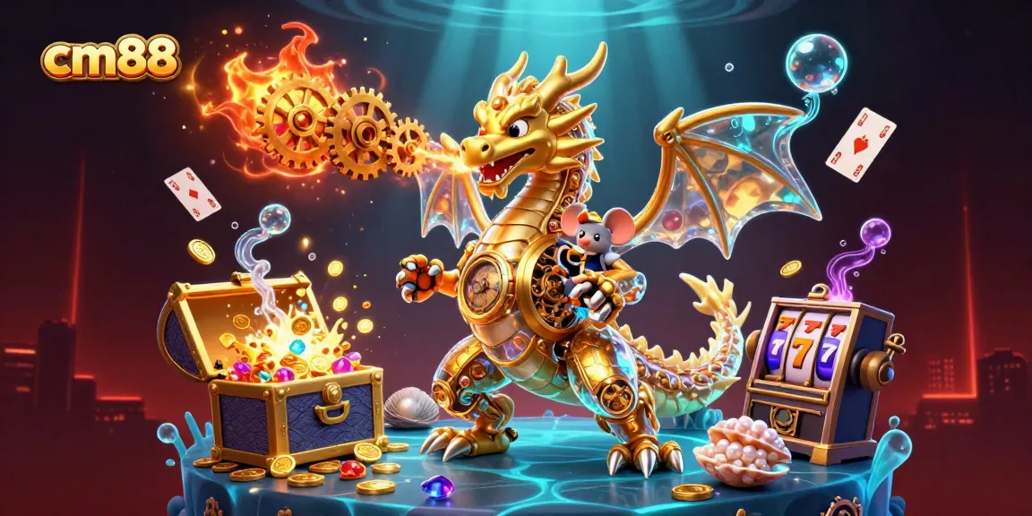 Experience thrilling wins at cm88 with a golden dragon and captivating casino elements.